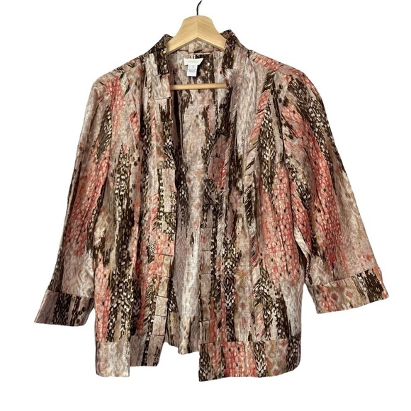 Chico's Linen Blend Open Front Blouse 1 / M - Picture 1 of 5